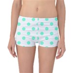 Polka Dots - Aquamarine on White Reversible Boyleg Bikini Bottoms