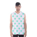 Polka Dots - Aquamarine on White Men s Basketball Tank Top