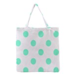 Polka Dots - Aquamarine on White Grocery Tote Bag