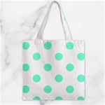 Polka Dots - Aquamarine on White Zipper Grocery Tote Bag