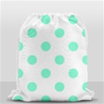 Polka Dots - Aquamarine on White Drawstring Bag (Small)