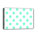 Polka Dots - Aquamarine on White Deluxe Canvas 18  x 12  (Stretched)