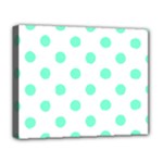 Polka Dots - Aquamarine on White Deluxe Canvas 20  x 16  (Stretched)
