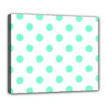Polka Dots - Aquamarine on White Deluxe Canvas 24  x 20  (Stretched)