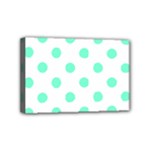 Polka Dots - Aquamarine on White Mini Canvas 6  x 4  (Stretched)