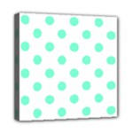 Polka Dots - Aquamarine on White Mini Canvas 8  x 8  (Stretched)