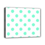 Polka Dots - Aquamarine on White Canvas 10  x 8  (Stretched)