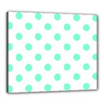 Polka Dots - Aquamarine on White Canvas 24  x 20  (Stretched)