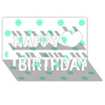 Polka Dots - Aquamarine on White Happy Birthday 3D Greeting Card (8x4)