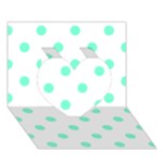 Polka Dots - Aquamarine on White Heart 3D Greeting Card (7x5)