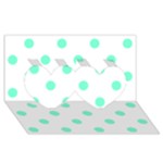 Polka Dots - Aquamarine on White Twin Hearts 3D Greeting Card (8x4)