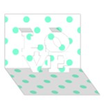 Polka Dots - Aquamarine on White LOVE 3D Greeting Card (7x5)