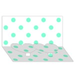 Polka Dots - Aquamarine on White Twin Heart Bottom 3D Greeting Card (8x4)