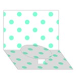 Polka Dots - Aquamarine on White Circle Bottom 3D Greeting Card (7x5)