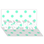 Polka Dots - Aquamarine on White BEST BRO 3D Greeting Card (8x4)