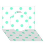 Polka Dots - Aquamarine on White Circle 3D Greeting Card (7x5)