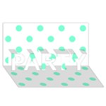 Polka Dots - Aquamarine on White PARTY 3D Greeting Card (8x4)