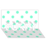 Polka Dots - Aquamarine on White SORRY 3D Greeting Card (8x4)