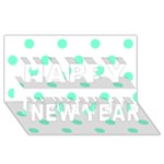 Polka Dots - Aquamarine on White Happy New Year 3D Greeting Card (8x4)