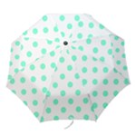 Polka Dots - Aquamarine on White Folding Umbrella