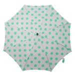Polka Dots - Aquamarine on White Hook Handle Umbrella (Medium)