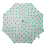 Polka Dots - Aquamarine on White Hook Handle Umbrella (Large)