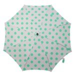 Polka Dots - Aquamarine on White Hook Handle Umbrella (Small)