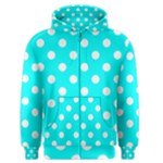 Polka Dots - White on Aqua Cyan Men s Zipper Hoodie