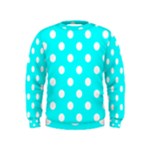 Polka Dots - White on Aqua Cyan Kid s Sweatshirt