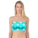 Polka Dots - White on Aqua Cyan Bandeau Top