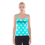 Polka Dots - White on Aqua Cyan Spaghetti Strap Top