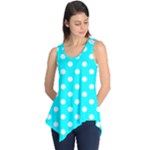 Polka Dots - White on Aqua Cyan Sleeveless Tunic