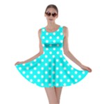 Polka Dots - White on Aqua Cyan Skater Dress
