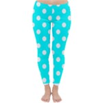 Polka Dots - White on Aqua Cyan Winter Leggings
