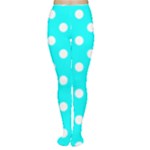 Polka Dots - White on Aqua Cyan Women s Tights