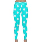 Polka Dots - White on Aqua Cyan Yoga Leggings