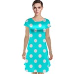 Polka Dots - White on Aqua Cyan Cap Sleeve Nightdress