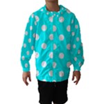 Polka Dots - White on Aqua Cyan Hooded Wind Breaker (Kids)