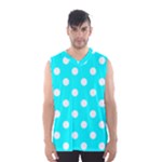 Polka Dots - White on Aqua Cyan Men s Basketball Tank Top