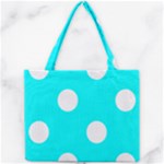 Polka Dots - White on Aqua Cyan Mini Tote Bag