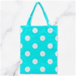 Polka Dots - White on Aqua Cyan Classic Tote Bag