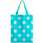 Polka Dots - White on Aqua Cyan Zipper Classic Tote Bag