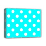Polka Dots - White on Aqua Cyan Deluxe Canvas 14  x 11  (Stretched)