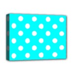 Polka Dots - White on Aqua Cyan Deluxe Canvas 16  x 12  (Stretched)