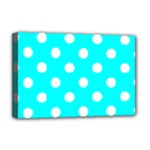 Polka Dots - White on Aqua Cyan Deluxe Canvas 18  x 12  (Stretched)