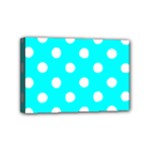 Polka Dots - White on Aqua Cyan Mini Canvas 6  x 4  (Stretched)