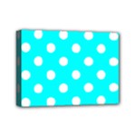 Polka Dots - White on Aqua Cyan Mini Canvas 7  x 5  (Stretched)