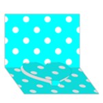 Polka Dots - White on Aqua Cyan Heart Bottom 3D Greeting Card (7x5)