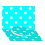 Polka Dots - White on Aqua Cyan Circle Bottom 3D Greeting Card (7x5)