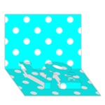 Polka Dots - White on Aqua Cyan LOVE Bottom 3D Greeting Card (7x5)